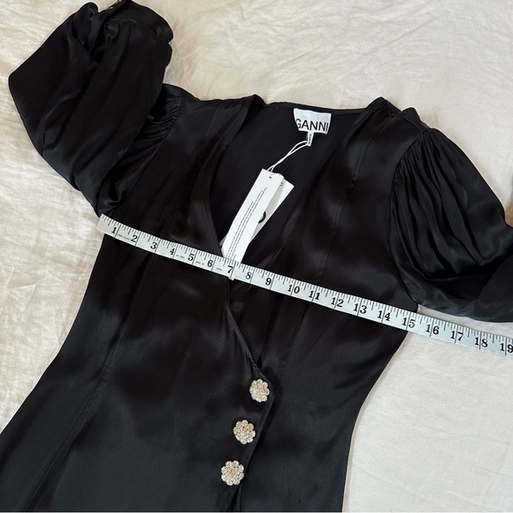 GANNI Heavy Satin Wrap Dress Size US 4 NEW NWT - Picture 12 of 15